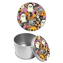 Round Metal Tin Container with Removable Lid, Ghost Flowers Durable Metal Storage Box for Cookies Spices Tea Candies Cakes Jewelry Cosmetics 3.54 x 2.36 inch– Single Pack