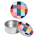 Round Metal Tin Container with Removable Lid, Colorful Checkered Durable Metal Storage Box for Crafts Snacks Candies Office Supplies Small Items 3.54 x 1.38 inch– Single Pack