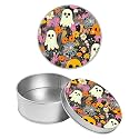 Round Metal Tin Container with Removable Lid, Ghost Flowers Durable Metal Storage Box for Crafts Snacks Candies Office Supplies Small Items 3.54 x 1.38 inch– Single Pack