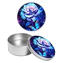 Round Metal Tin Container with Removable Lid, Rose Butterfly Durable Metal Storage Box for Crafts Snacks Candies Office Supplies Small Items 3.54 x 1.38 inch– Single Pack