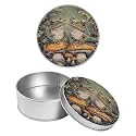 Round Metal Tin Container with Removable Lid, Frogs Mushrooms Durable Metal Storage Box for Crafts Snacks Candies Office Supplies Small Items 3.54 x 1.38 inch– Single Pack