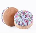 1Pcs Pumpkin Pin Cushion with Magnetic, Wooden Base Cute Needle Pincushions Japanese Style Pin Cushions Needle Holders for Sewing Quilting Accessory or DIY Crafts.Light Blue Floral
