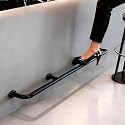 Round Pipe Bar Foot Rest Rail Kit, Stainless Steel Complete Floor Standing Bar Foot Rest - Brass Gold Rail System with Tubing, Wall Brackets, End Caps &amp; Internal Connector(Black,L 390cm/12.8ft)