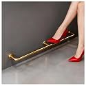 Round Pipe Bar Foot Rest Rail Kit, Stainless Steel Complete Floor Standing Bar Foot Rest - Brass Gold Rail System with Tubing, Wall Brackets, End Caps &amp; Internal Connector(Gold,L 190cm/6.2ft)