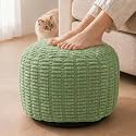 Round Pouf Ottoman, Sage Green, 20"x13", Corduroy Foot Rest