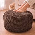 Round Pouf Ottoman, Chocolate Brown, 28"x14", Corduroy Foot Rest