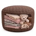 Pouf Ottoman Cover Only, Chocolate Brown, 28"x14", Large Storage Cover