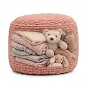 Round Pouf Ottoman Cover Only, Dusty Rose, 20"x13", Small Storage Cover