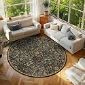 Round Rug 7ft Floral Circle Rug Brown Botanical Indoor Area Rugs