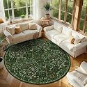 Round Rug 8ft Floral Circle Rug Large Botanical Indoor Area Rug