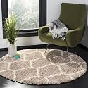 Round Shaggy Rug – Soft Plush Circular Carpet for Living Room, Bedroom, Kids Room – Non-Slip, Cozy Floor Rug, Machine Washable &amp; Quick Dry (Beige &amp; Ivory M, 3x3 feet, Round)