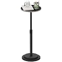 Round Side Table, Height Adjustable Vintage Pedestal Stand, Black