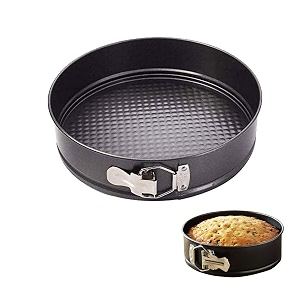 round springform teflon coated carbon steel non-stick lockable cake baking mould for microwave oven otg dishwasher freezer safe - d18x63cmblack