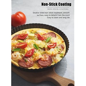 round tart pan with removable loose bottom non-stick 9 inch carbon steel quiche pan for oven baking pizza pan