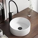 Round Vessel Sink 12 Inch Above Counter - White Ceramic Countertop Bathroom Sink, 12.5" x 12.5" Modern Vanity Art Basin Porcelain Hand Wash Basin