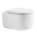 Round Wall Mount Toilet Bowl Only, Los Flexi Compact Bowl For Toilet System with Rimless Flushing, Easy Clean Wall Hung Toilets, Adjustable Height Modern Toilets