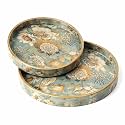 Round Wooden Serving Tray Set of 2