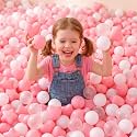 RoundFunny 100 Pieces Pink White Clear Plastic Balls for Ball Pit Five Pointed Star Heart Round Ocean Soft Toy 2.17 Inch for Baby Kid Playpen Friendship Party Decoration