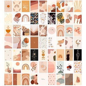rousrie paper aesthetic boho wall collage kit for bedroom living room walls decoration size400x600 inches set of 63 decor stickers poster self-adesive poster home self-adhesive