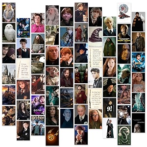 rousrie aesthetic harry potter wall decor stickers for room decoration pack of 63 pcs harry potter photo wall collage kit size400x600 inches self-adheshive wall poster harry potter