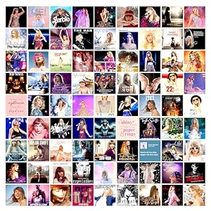 rousrie paper aesthetic taylor swift self-adhesive wall decor stickers for room decoration pack of 84 pcs taylor swift photo wall collage kit size400x600 inches self-adheshive wall poster