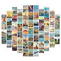 Rousrie Paper Aesthetic Travel Wall Collage Kit for Bedroom, Study Room Walls Decoration Size:4.00X6.00 Inches (Set of 63 Decor Stickers Poster) Self-Adesive Poster, Home, Self-Adhesive