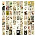 Rousrie Paper Self-Adhesive Aesthetic Vintage Wall Decor Stickers for Room Decoration (Pack of 63 PCS) Vintage Photo Wall Collage Kit (Size:4.00x6.00 Inches) Self-Adheshive Wall Poster.