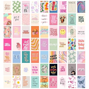rousrie paper aesthetic wall collage kit for bedroom living room office study room walls decoration 400x600 inchesset of 63 wall decor stickers self-adhesive poster home decor accessories