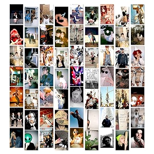 rousrie paper aesthetic self-adhesive wall decor stickers for room decoration pack of 63 pcs photo wall collage kit size400x600 inches self-adheshive wall poster