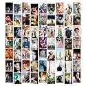 Rousrie Paper Aesthetic self-Adhesive Wall Decor Stickers for Room Decoration (Pack of 63 PCS) Photo Wall Collage Kit (Size:4.00x6.00 Inches) Self-Adheshive Wall Poster