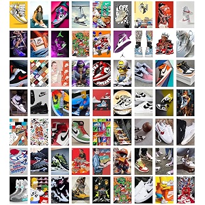 rousrie paper cool sneakers posters wall dcor for walls decoration size 400x600 inches set of 63 wall dcor stickers poster self-adhesive poster home decor accessories