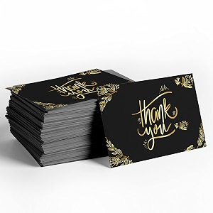 rousrie thank you cards pack of 100 with white back for small business return gifts packaging material professional use size  35 inch by 2 inch design 1