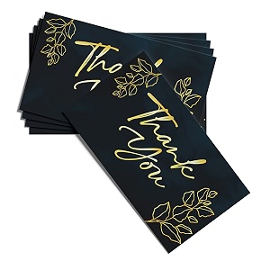 rousrie thank you cards pack of 100 with white back for small business return gifts packaging material professional use size  35 inch by 2 inch design 3