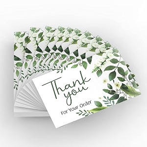 rousrie thank you cards pack of 50 with white back for small business return gifts packaging material professional use size  35 inch by 2 inch design 5
