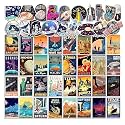 Rousrie Vinyl Pack of 50 Space Stickers for Laptop, Journals, Notebook Covers, Aesthetic Waterproof, Spaceship, NASA, Moon Stickers