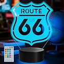 Route 66 Sign, Route 66 Gifts, 3D Night Light with 16 Colors Changing, Remote Control with Timer, Garage Sign Decor for Mancave, Men Room Decor for Holiday Birthday Christmas