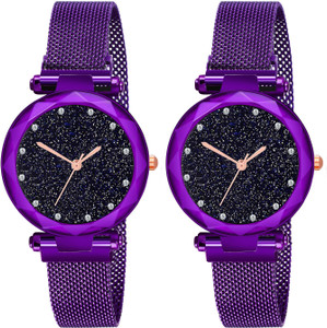 roux enterprise analog watch  - for girls magnet watch for gilrs women 12d purple purple