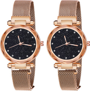 roux enterprise analog watch  - for girls magnet watch for gilrs women 12d rose gold rose gold