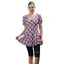 ROVARS Poly Jersy - Printed Swimming Costume for Women Frock Style [Half Sleeves - Half Length - Without Pads]