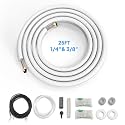 ROVSUN 25 Ft Mini Split Line Set, 1/4" & 3/8" O.D. Flared Copper Tubing Pipes & 3/8" Thickened PE Insulated Coil with Nuts & Installation Kit for Mini Split Air Conditioner & Heat Pump System