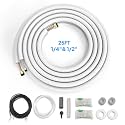 ROVSUN 25 Ft Mini Split Line Set, 1/4" &amp; 1/2" O.D. Flared Copper Tubing Pipes and 3/8" Thickened PE Insulated Coil with Nuts &amp; Kit for Mini Split Air Conditioner &amp; Heat Pump System