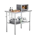 ROVSUN 30'' x 24'' Stainless Steel Table for Prep & Work,Commercial Worktables & Workstations, NSF Heavy Duty Metal Table with Adjustable UnderShelf for Kitchen Restaurant, Home, Hotel, Outdoor
