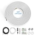 ROVSUN 50 Ft Mini Split Line Set, 1/4" &amp; 3/8" O.D. Flared Copper Tubing Pipes and 3/8" Thickened PE Insulated Coil with Nuts &amp; Kit for Mini Split Air Conditioner &amp; Heat Pump System