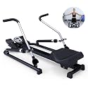 Rowing Machine Air Resistance Rower Silent 6 Levels Adjustable Resistance LCD Monitor Cardio Workout Indoor