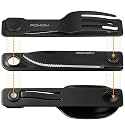 ROXON 3-in-1 Camping Utensil Set (Knife, Spoon, Fork) Titanium-Plated Black