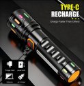 ROXTO Rechargeable LED Metal Torch with Zoom Head & Blinker Light Motion Sensor Light