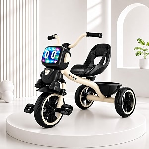 roxx bike pedal tricycle for kids toddler trike headlight musiceva wheels amp curved seat and backrest push along pedal trike for 15 months to 3 years  black  toymine