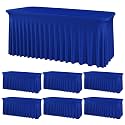 Royal Blue Spandex Tablecloths 72 Inch Rectangular Fitted Table Covers, Stretch Tablecloths for 6 Ft Tables Wrinkle Free Elastic Table Skirt for Graduation Party Wedding Banquet Buffet