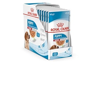 royal canin medium puppy for stage 3 puppies puppy food wet food supports strong immunity system amp brain health promotes overall development pack of 10 sachet 140 grams