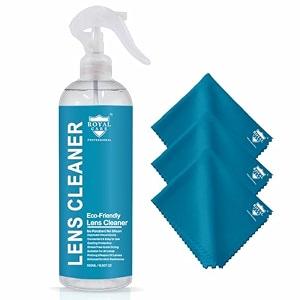royal care professional royal care lens cleaner 500 ml  3 cloth perfect lens cleaner for spectacles eyeglasses sunglasses camera lenses and binoculars premium kit 500 ml